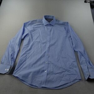 Twillory Performance Dress Shirt Mens 16 34/35 Blue Tailored Fit Coolmax Stretch